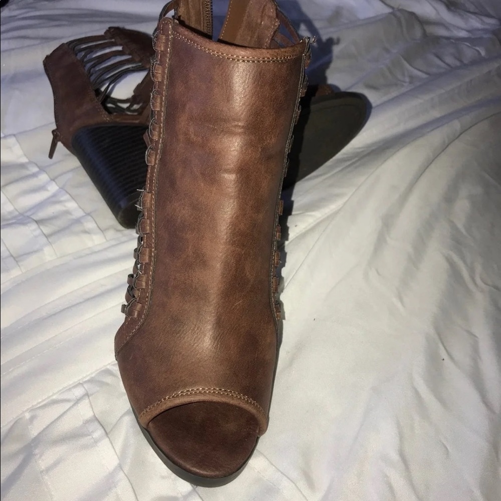 Open Toe Leather Booties - Picture 3 of 6